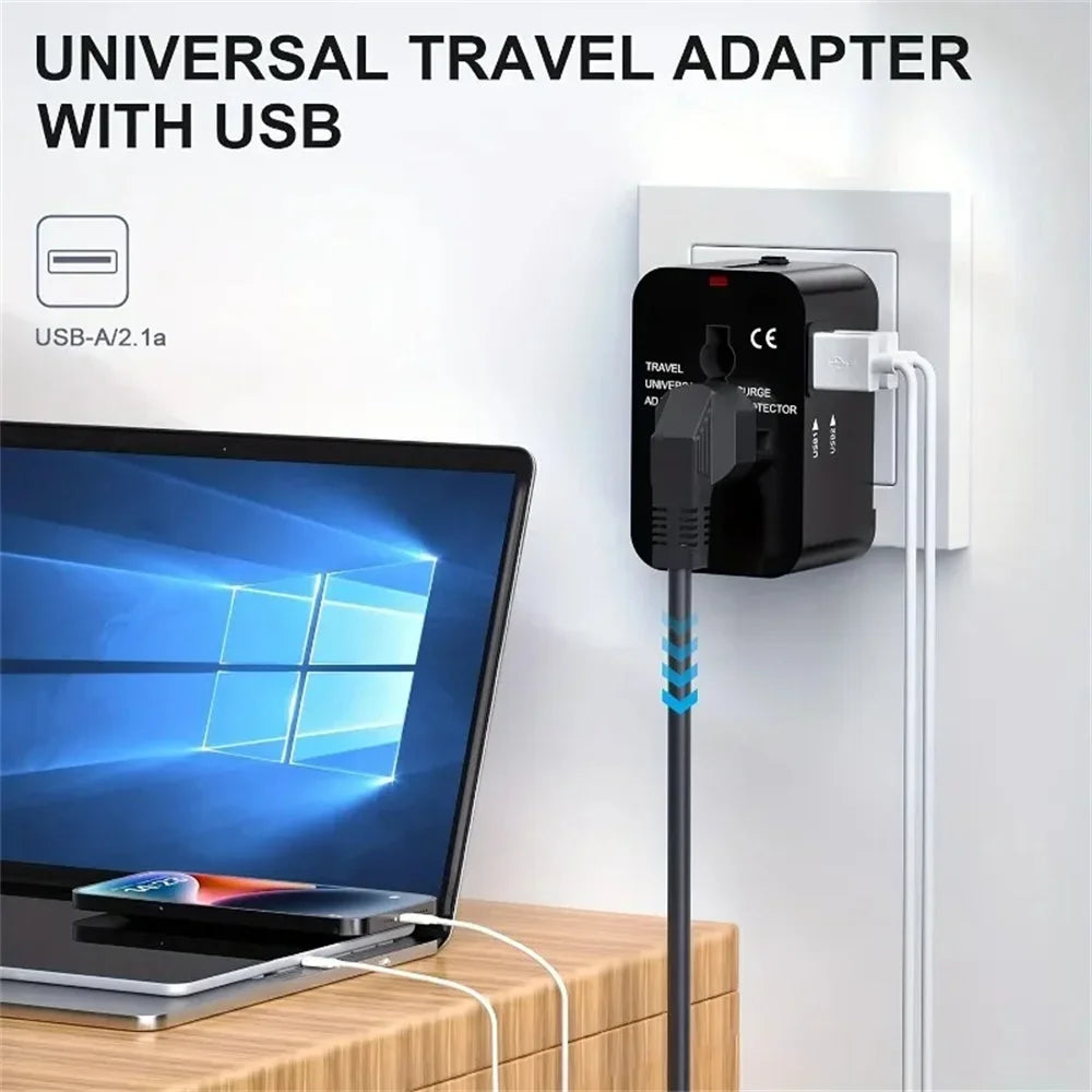 Universal Travel Adapter Dual USB-C & USB-A – UK EU US AU Universal Travel Adapter Qme