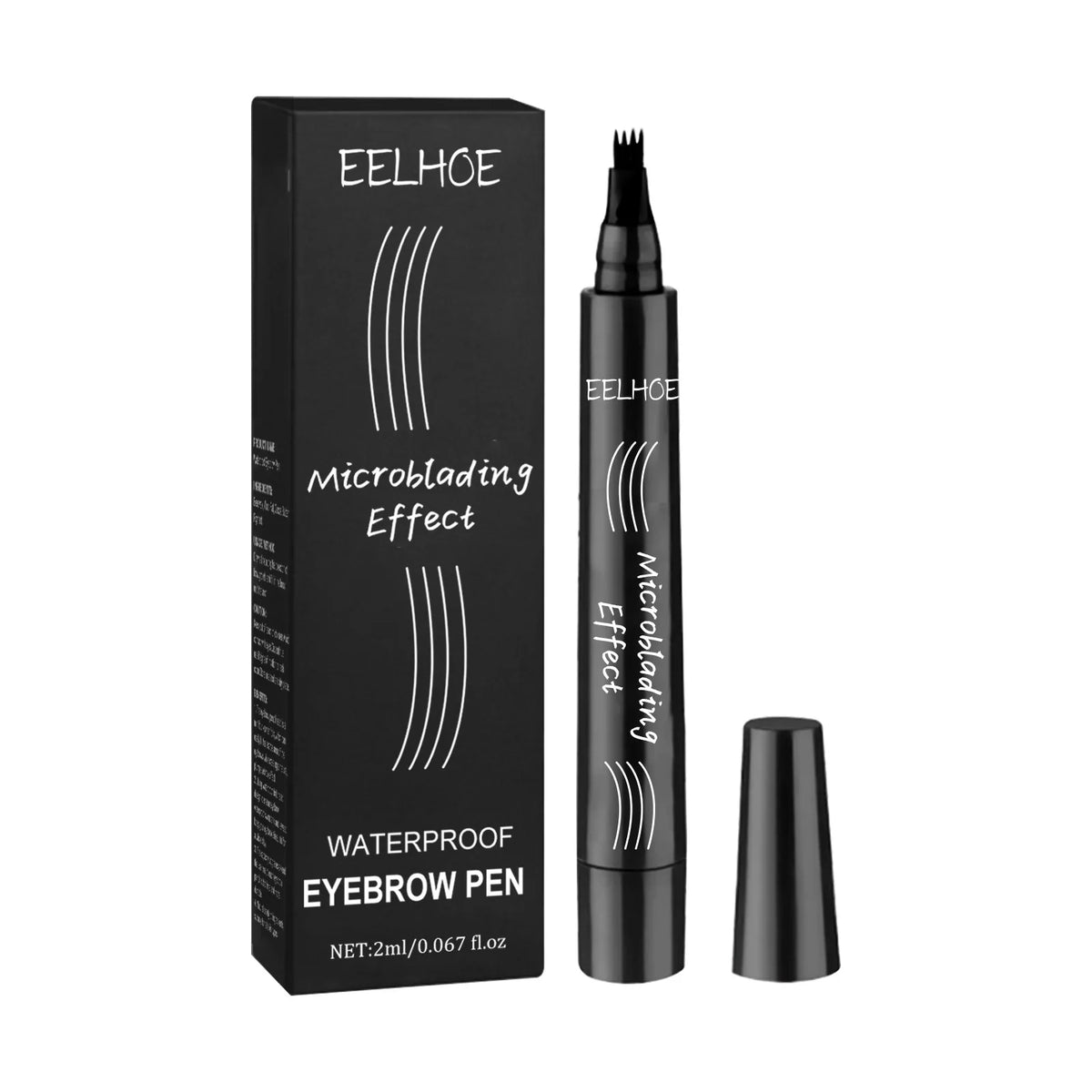 EELHOE 4-Point Microblading Eyebrow Pen – Waterproof, 5 Colors Eyebrow Makeup Pen Qst Black 2ml