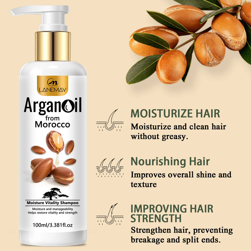 Argan Oil Shampoo – 100% Pure Moisture for All Hair Types Moisturizing Shampoo Qst