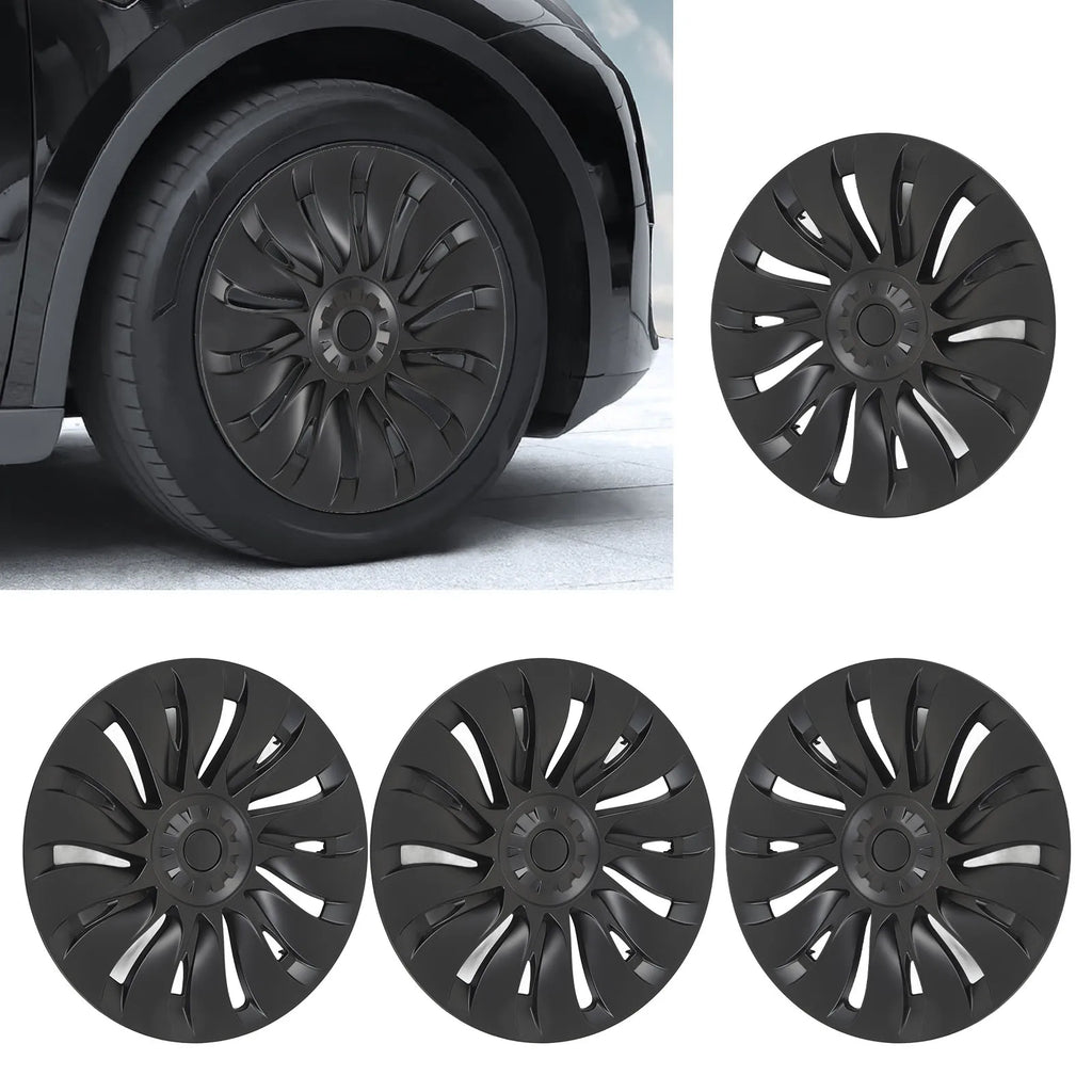 Matte Black 19" Wheel Hub Covers for Tesla Model Y (4pcs) Wheel Hub Covers Qme