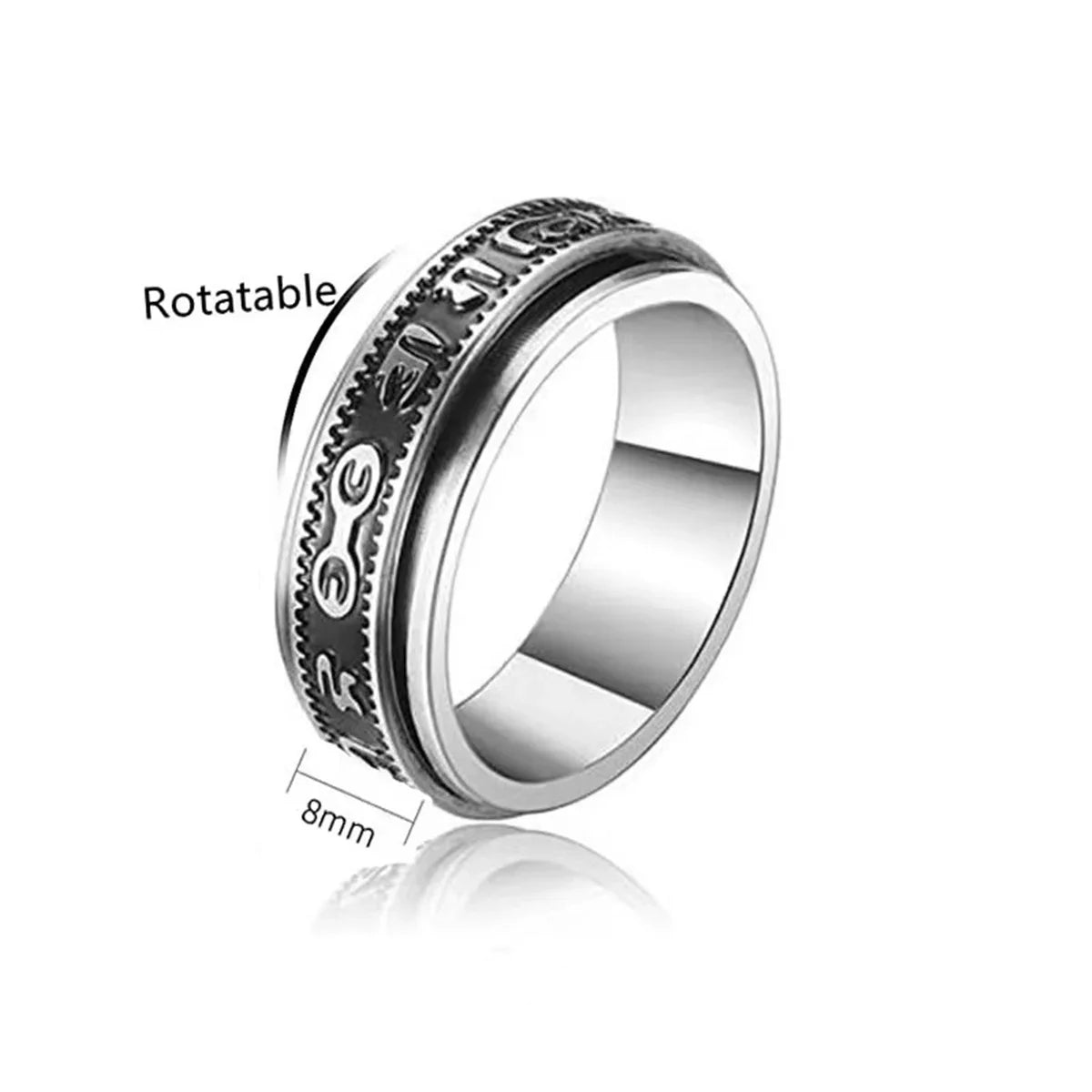 Spinning Fidget Ring Stainless Steel Moon Star | Men & Women Spinner Fidget Ring Qme 1 7