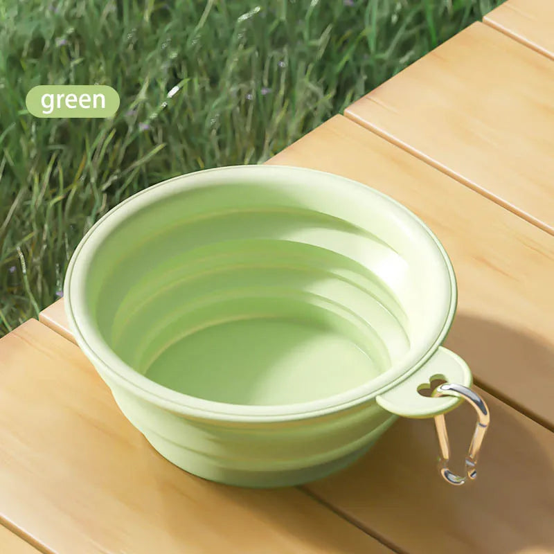 Foldable Silicone Pet Travel Bowl – Dog & Cat Feeder 350/1000ml Pet Travel Bowl Qst green-1pcs 1000ml