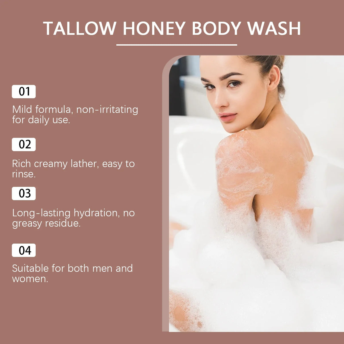 Tallow & Honey Body Wash – Moisturizing Gentle Shower Gel Moisturizing Body Wash Qme