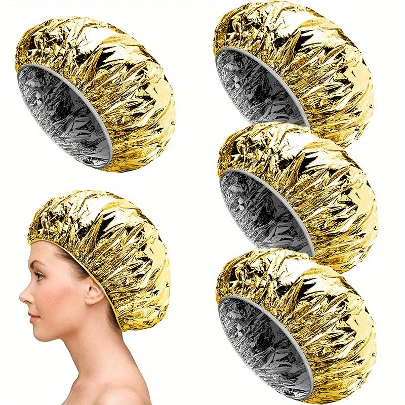 Reusable Aluminum Foil Deep Conditioning Caps – All Hair Types Hair Conditioning Cap Qme 4pcs Golden