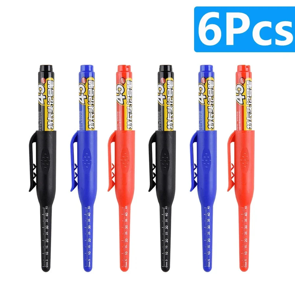 Waterproof Deep Hole Marker Pen – Long Nib, 6-Pack Deep Hole Marker Pen Qme 6pcs Mixed