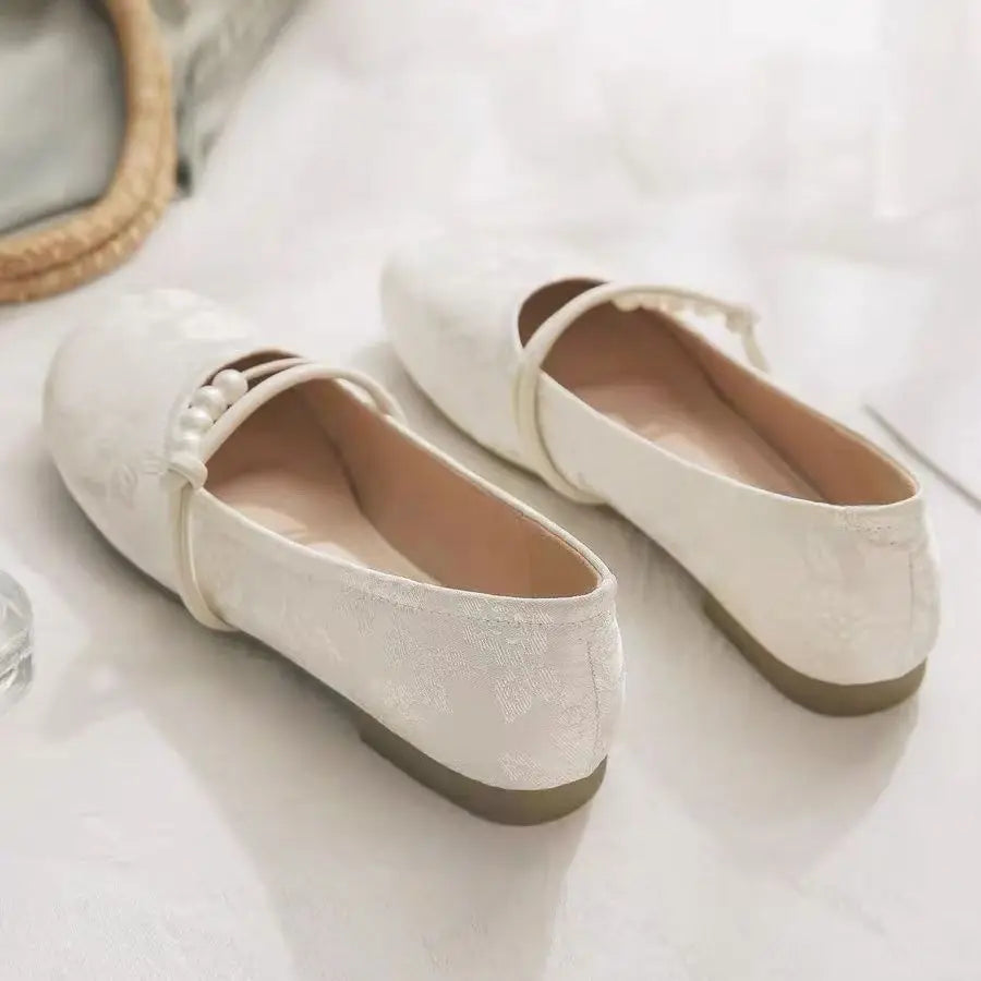 Women's Slip-On Flats – French Retro Round Toe Leather Shoes Women's Flat Shoes Qst