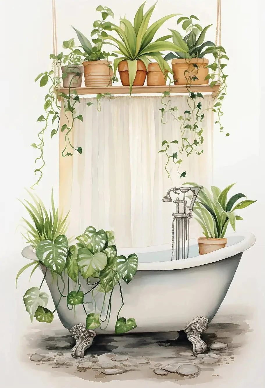 Vintage Botanical Tropical Bathroom Canvas Wall Art Print Canvas Wall Art Qst 50X70cm No Framed 6