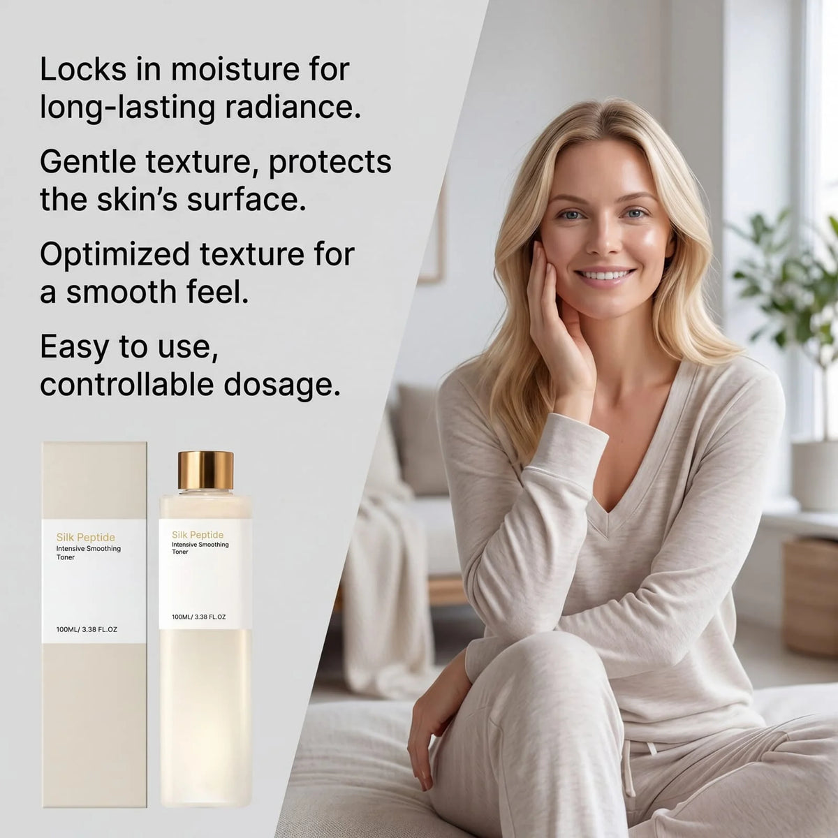 Silk Peptide Smoothing Toner – Hydrating Daily Facial Care Facial Toner Qst