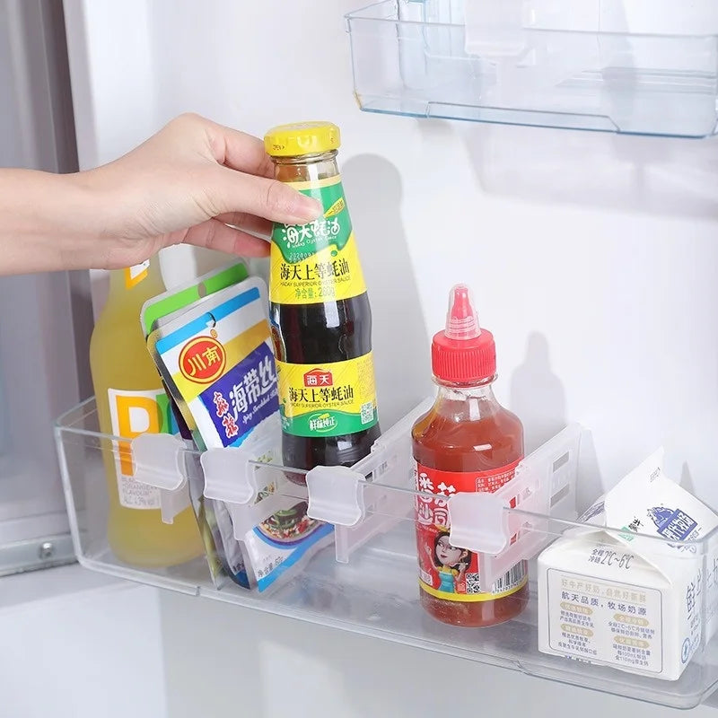 Refrigerator Side Door Telescopic Partition Organizer 4pcs Fridge Shelf Organizer Qme