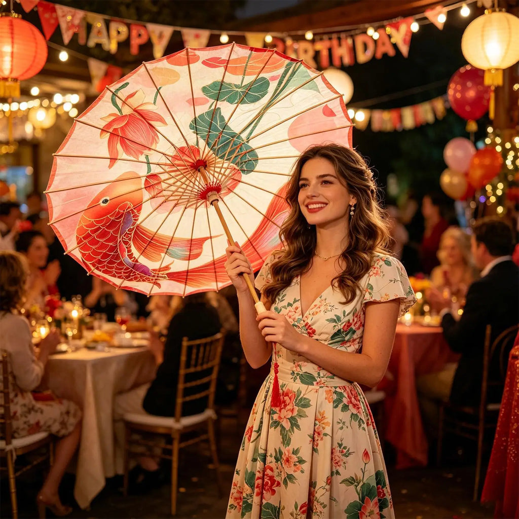 Elegant Chinese Silk Parasol – Decorative Cosplay Umbrella Decorative Parasol Qme