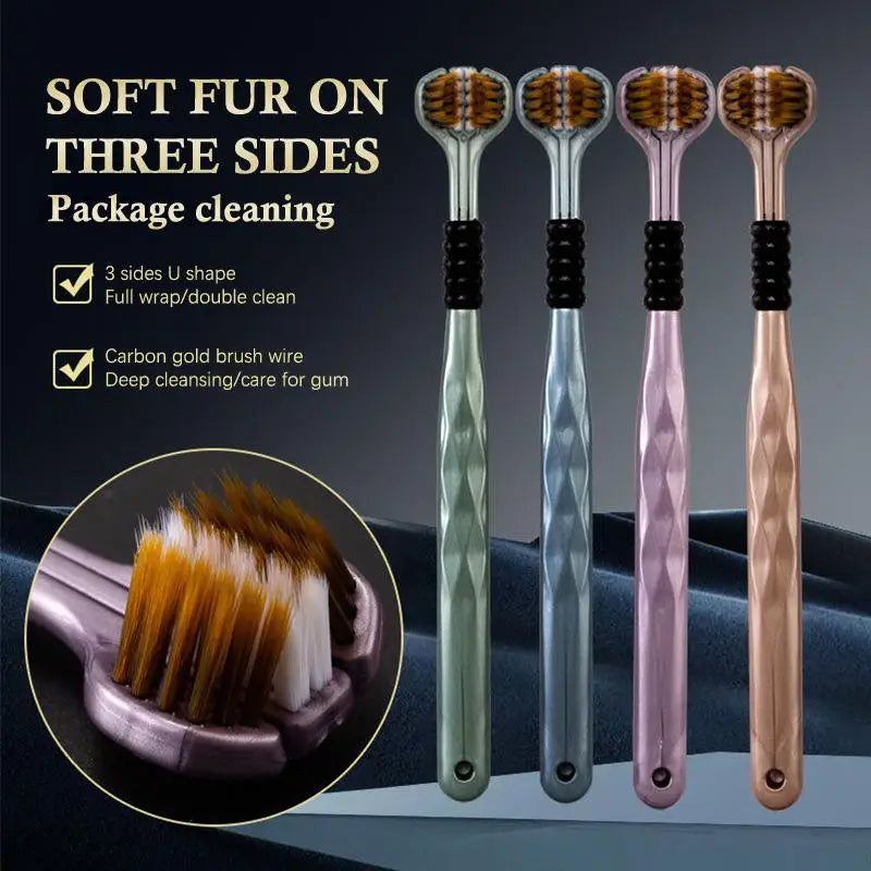 Three-Sided Soft Bristle Toothbrush for Adults | 1–8 Pack Adult Toothbrush Qme