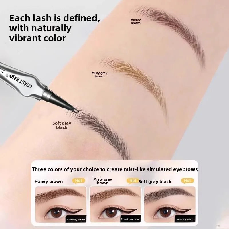 Qme Waterproof Liquid Brow Pen – Long-Lasting Natural Finish Liquid Eyebrow Pen Qme