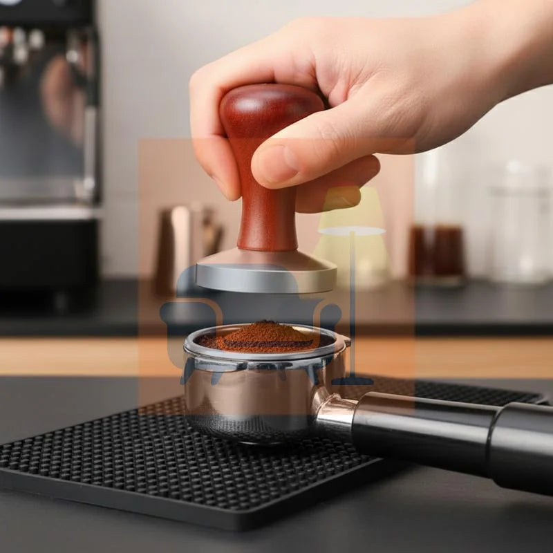 Solid Wood Handle Espresso Coffee Tamper | Flat Base Press Espresso Coffee Tamper Qme