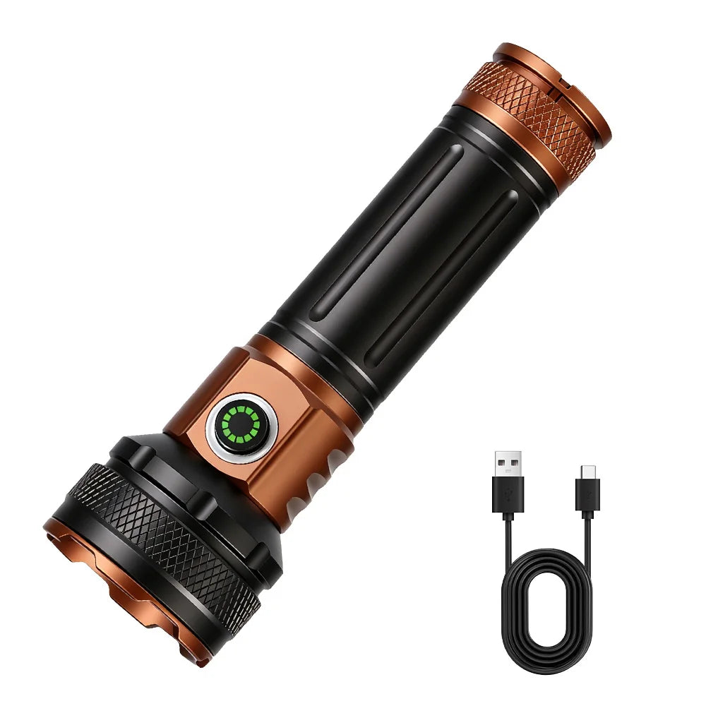 BORUiT 1500LM LED Flashlight Type-C Rechargeable 5-Mode Torch LED Flashlight Qst no battery