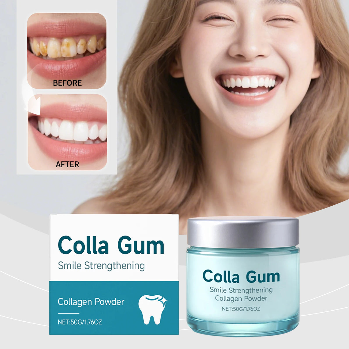 Collagen Brightening Tooth Powder – Hydroxyapatite Oral Care Tooth Powder Qst