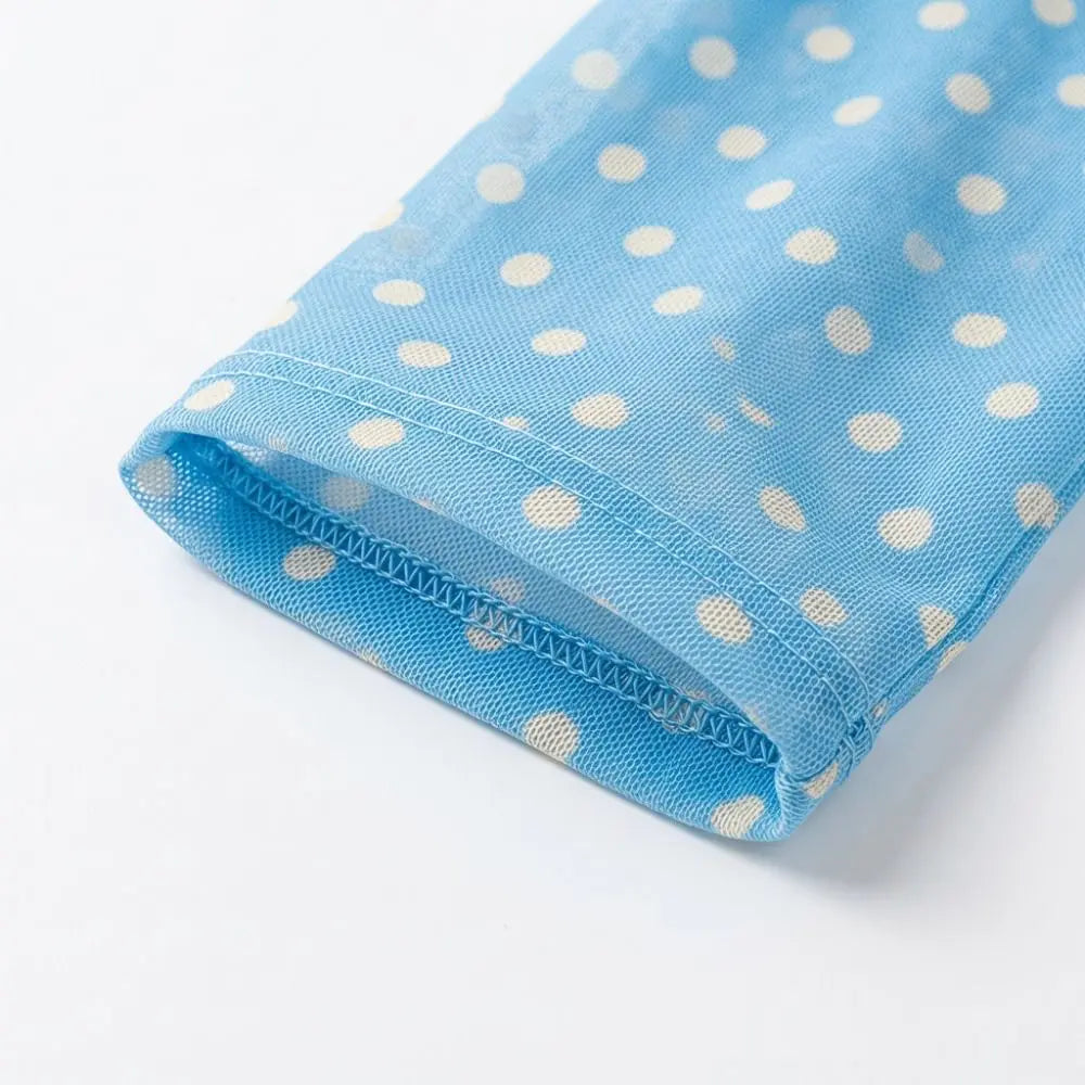 Korean Polka Dot UV Arm Sleeves – Mesh, Breathable Sun Cover UV Protection Arm Sleeves Qme