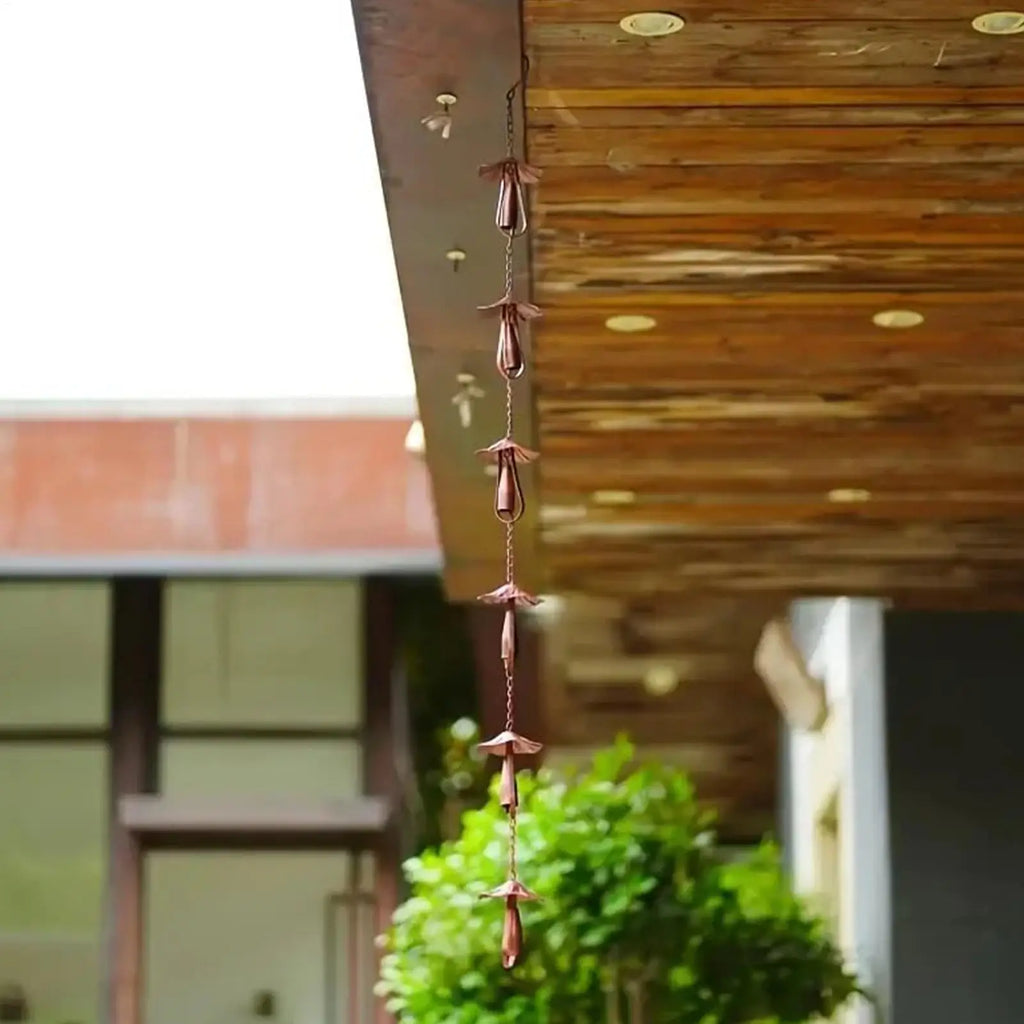 Metal Mushroom Rain Chain – Heavy Duty Downspout Alternative Decorative Rain Chain Qme