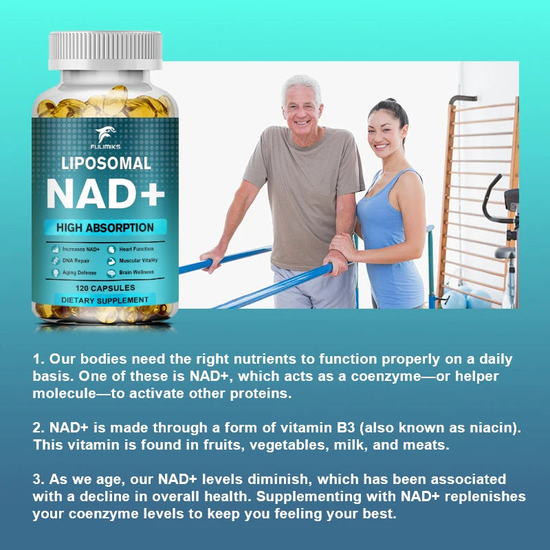 FULIMIKS Liposomal NAD+ 1000mg Capsules – 120ct, Made in USA NAD+ Supplement Qst