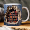 3D Bookshelf Library Mug – Ceramic Coffee Cup Gift for Readers Novelty Ceramic Mug Qst Style A 301-400ml