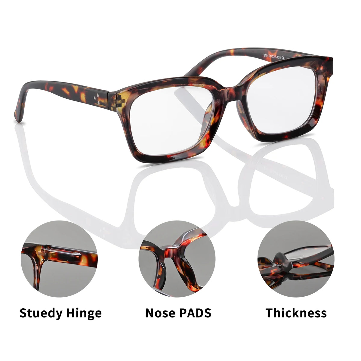 VOPHA Square Blue Light Blocking Reading Glasses +1.0–+3.0 Reading Glasses Qst