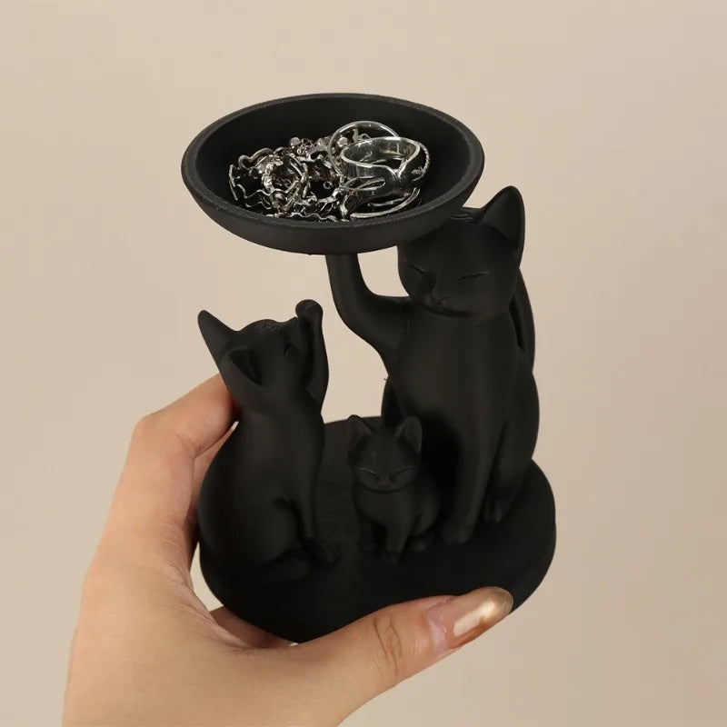 3D Printed Black Cat Storage Tray – Jewelry & Key Organizer Decorative Storage Tray Qme