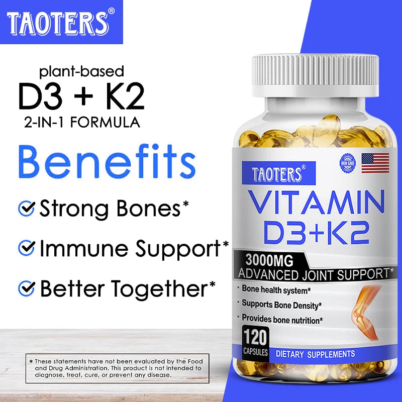 TAOTERS Vitamin D3+K2 Softgels – Bone & Immune Support Vitamin Supplement Qst
