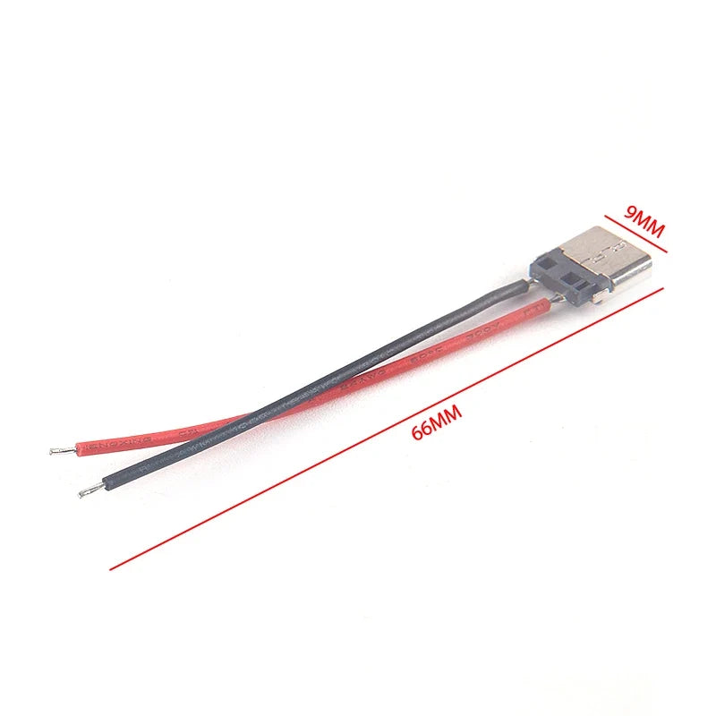 USB Type-C 2-Pin Female Welding Wire Connector Cable – 5pcs USB-C Connector Qme