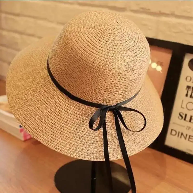 Women's Foldable Wide Brim Straw Beach Hat | Sun Protection Wide Brim Straw Hat Qme