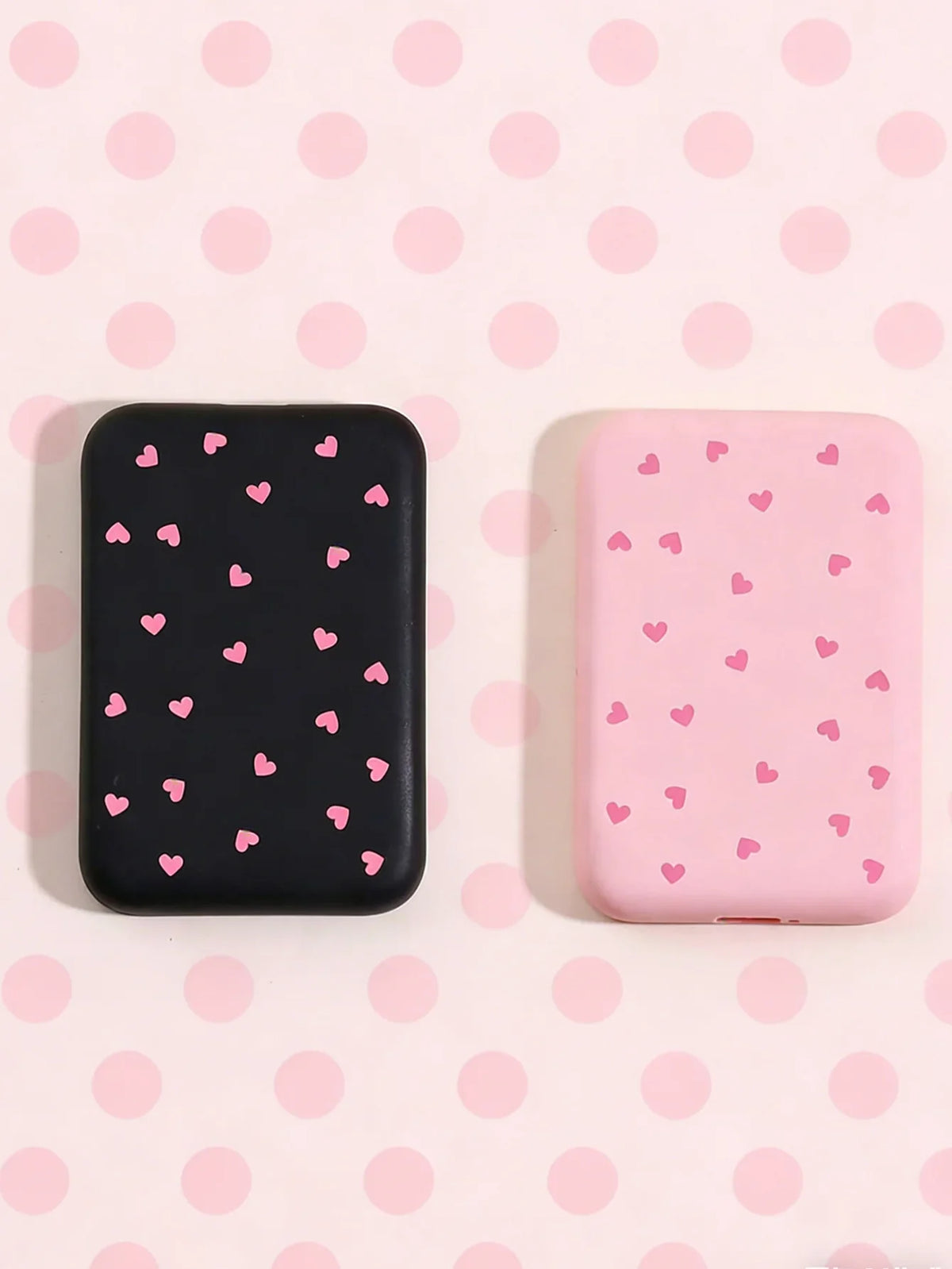 Heart-Shaped TPU MagSafe Charging Case – Black & Pink Phone Protective Case Qme