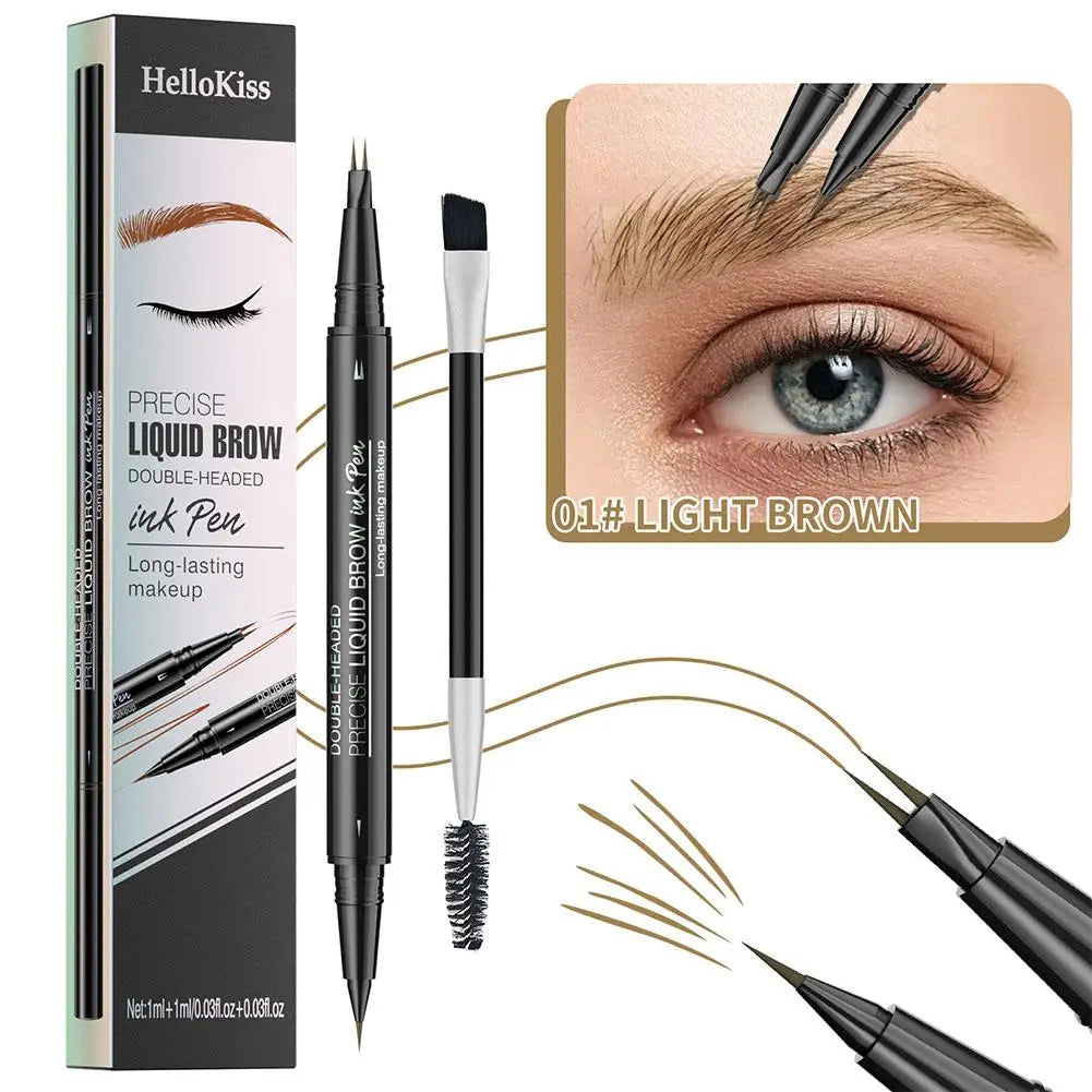 2-in-1 Waterproof Eyebrow Pencil & Liquid Curved Pen Eyebrow Pencil Qme 01 Light Brown CN