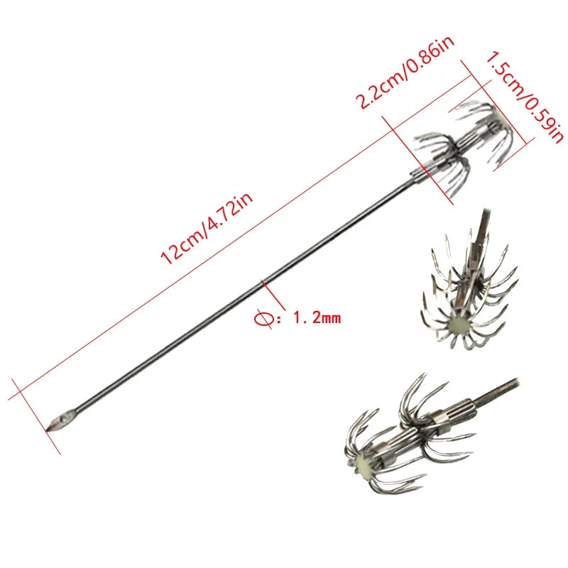 Umbrella Hooks Live Bait Squid Octopus Stainless Steel Box Fishing Hooks Qme