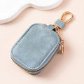 Soft Suede PU Leather Car Key Pouch with Zipper & Carabiner Key Pouch Case Qme A