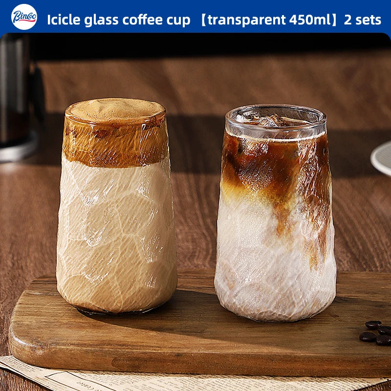 Bincoo Retro Glass Tumbler Set – Coffee & Afternoon Tea Glass Tumbler Set Qst 450ml 2pcs