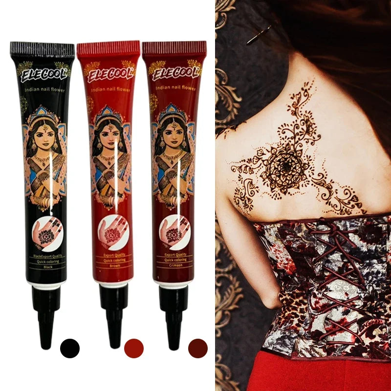 Temporary Tattoo Cream Paste – Brown, Black & Red | 3 Colors Temporary Tattoo Paste Qme