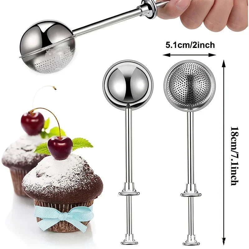 Stainless Steel Flour Sprinkler – One-Hand Spring Sifter Flour Sifter Qme