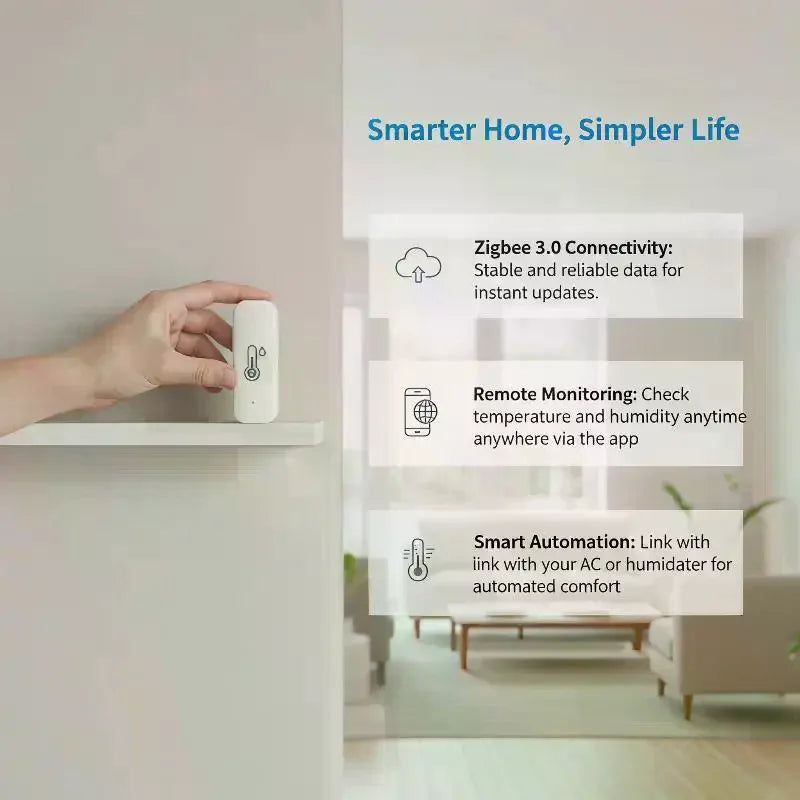 Smart Temp & Humidity Sensor – Zigbee App Control | Qme Smart Home Sensor Qme