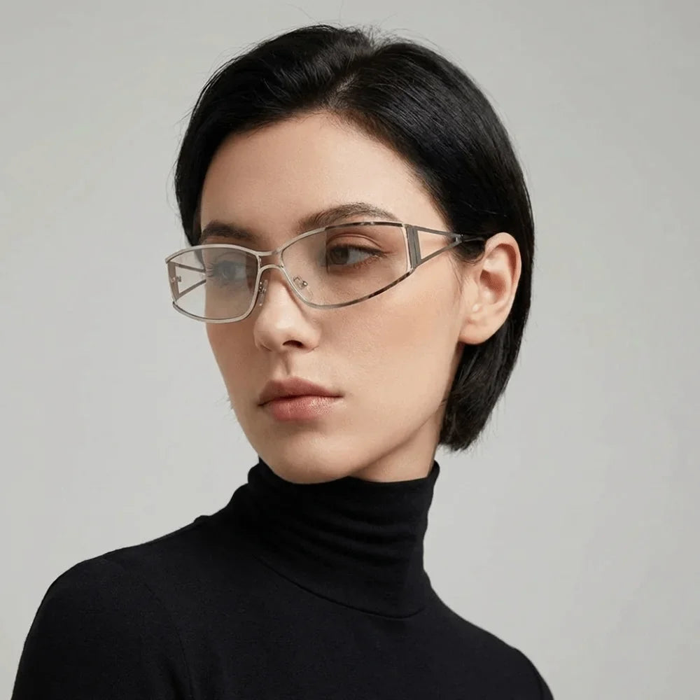 Vintage Y2K Steampunk Rimless Oval Sunglasses – 7 Colors Rimless Oval Sunglasses Qme