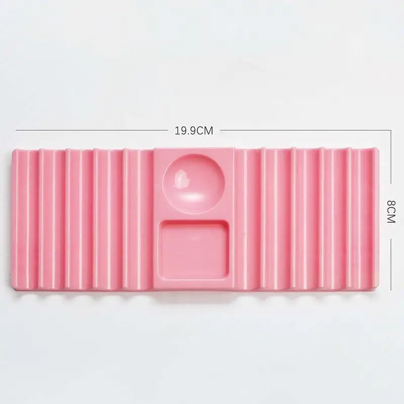 Nail Art Mixing Palette & Brush Holder – 10-Slot Organizer Nail Art Organizer Qme Pink