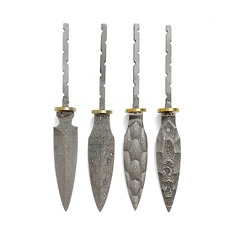Damascus Steel Tea Knife Blank – DIY Tea Needle Tool Tea Knife Blank Qst