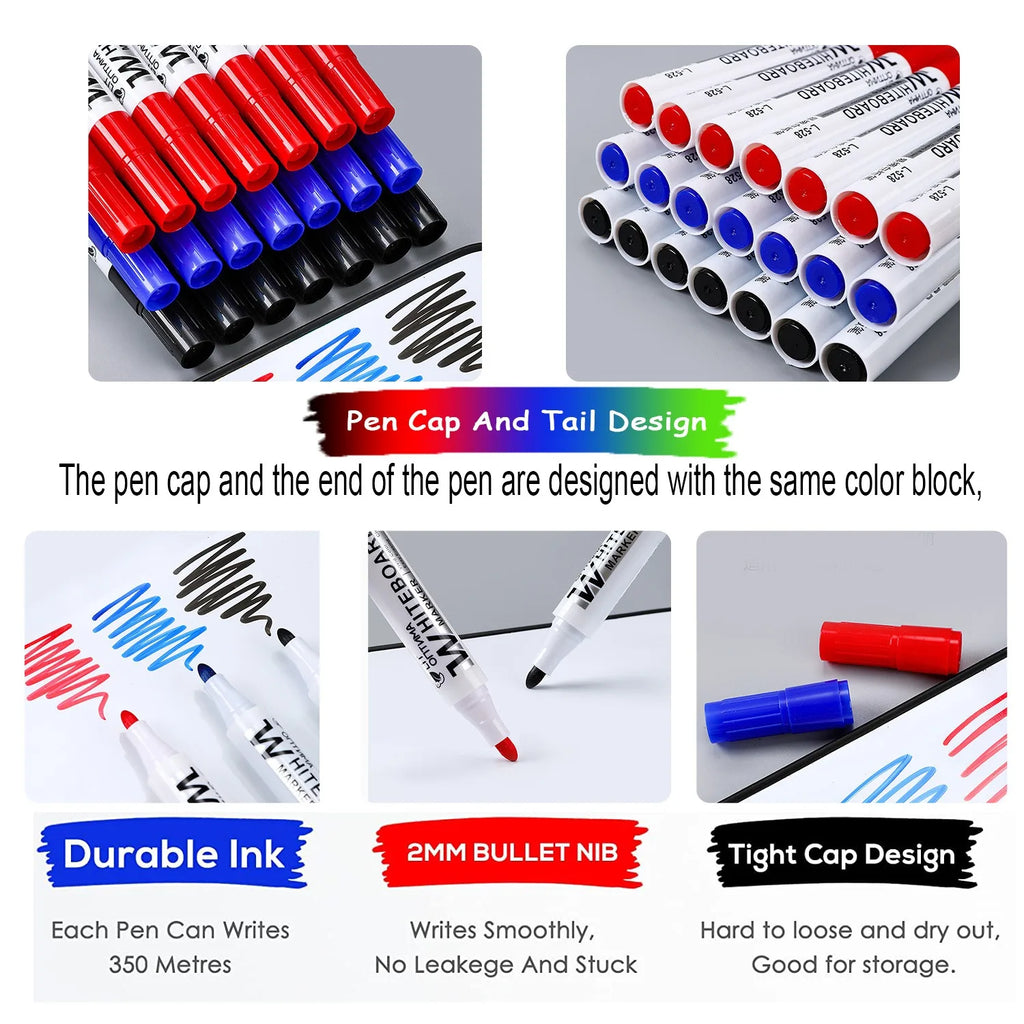 Erasable Whiteboard Marker Pens – 22 Colors | Qme Whiteboard Markers Qme
