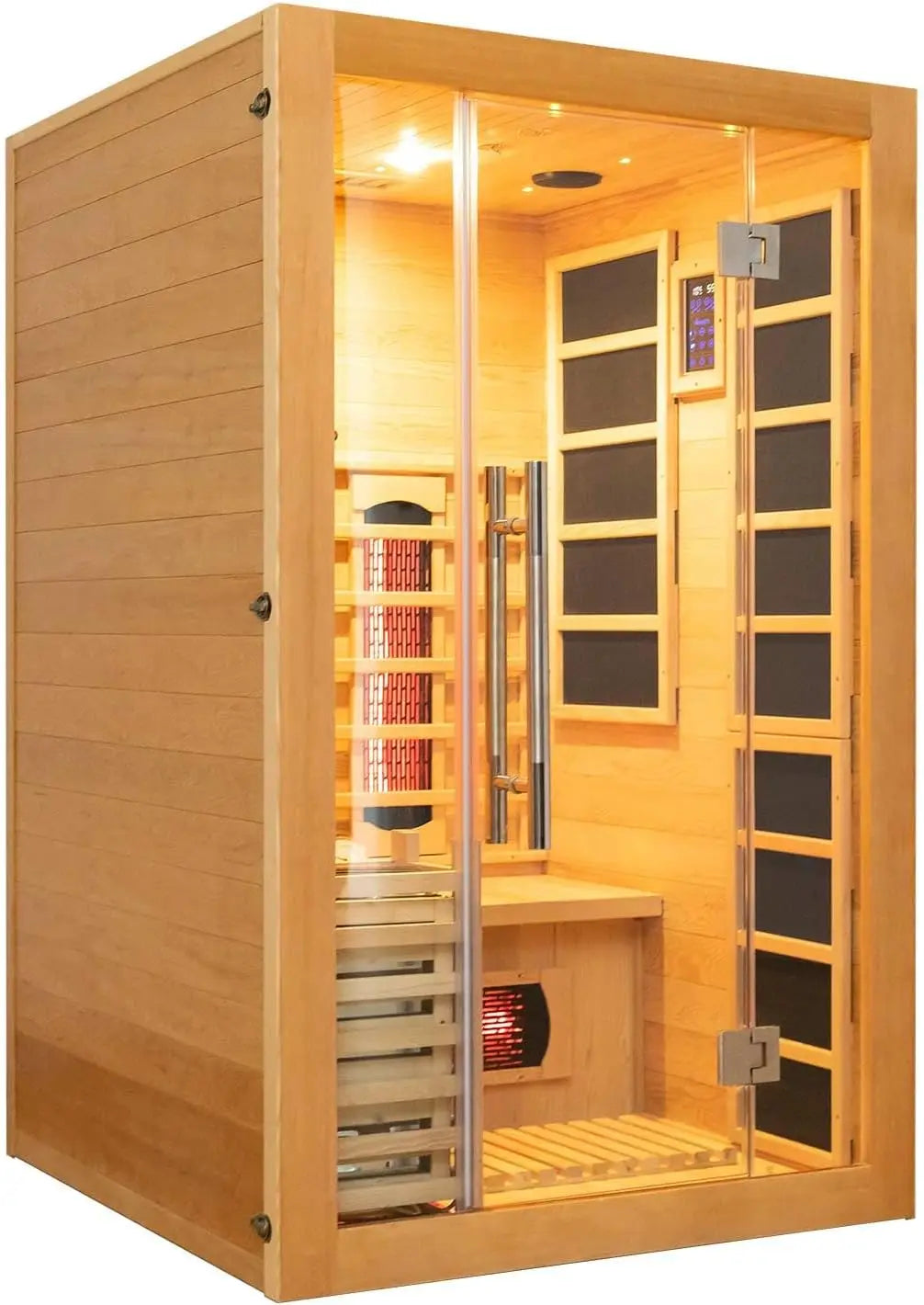 SMARTMAK 2-Person Hemlock Infrared & Steam Sauna – 3.5KW Home Infrared Sauna Qst