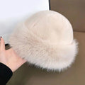 Women's Fluffy Plush Fur Hat – Warm Brimless Winter Cap Winter Plush Hat Qst Khaki