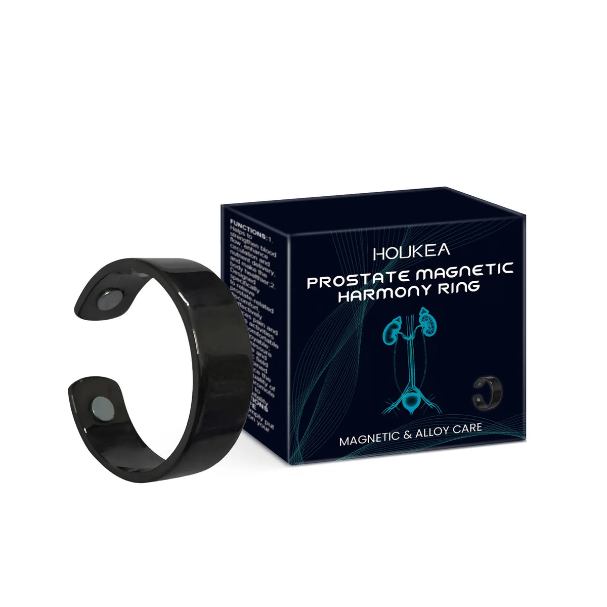 HOUKEA Magnetic Wellness Ring – Men's Circulation Support Magnetic Therapy Ring Qst 1pc boxed