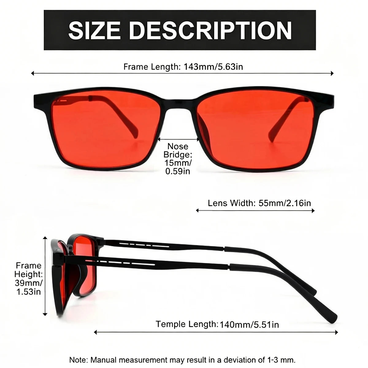 VOPHA Blue Light Blocking Glasses Rectangle Frame – Red S69 Blue Light Glasses Qst