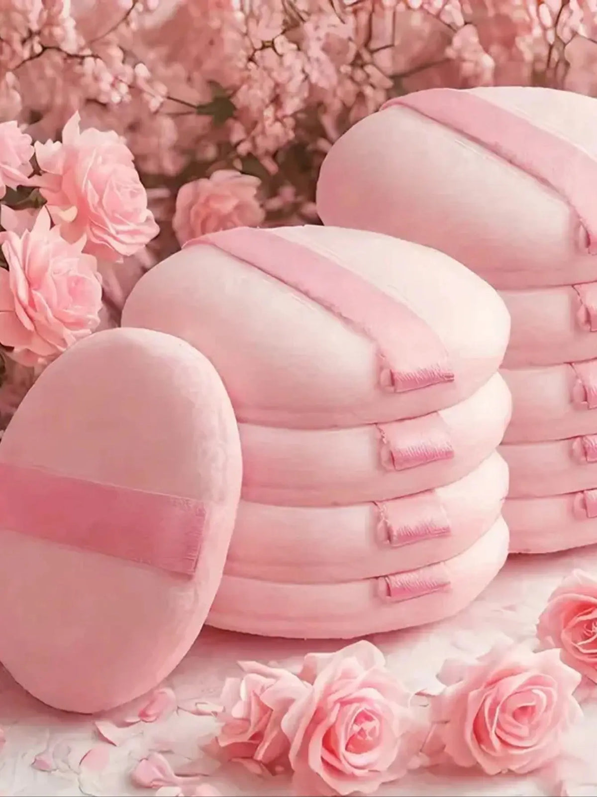 Soft Velvet Round Powder Puffs 10-Pack – Flawless Coverage Powder Puff Set Qme 10 PCS