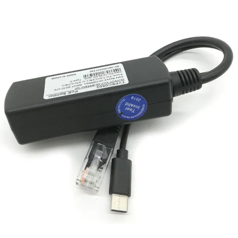 USB Type-C PoE Splitter 48V to 5V | IEEE 802.3af Ethernet PoE Splitter Adapter Qme Default Title