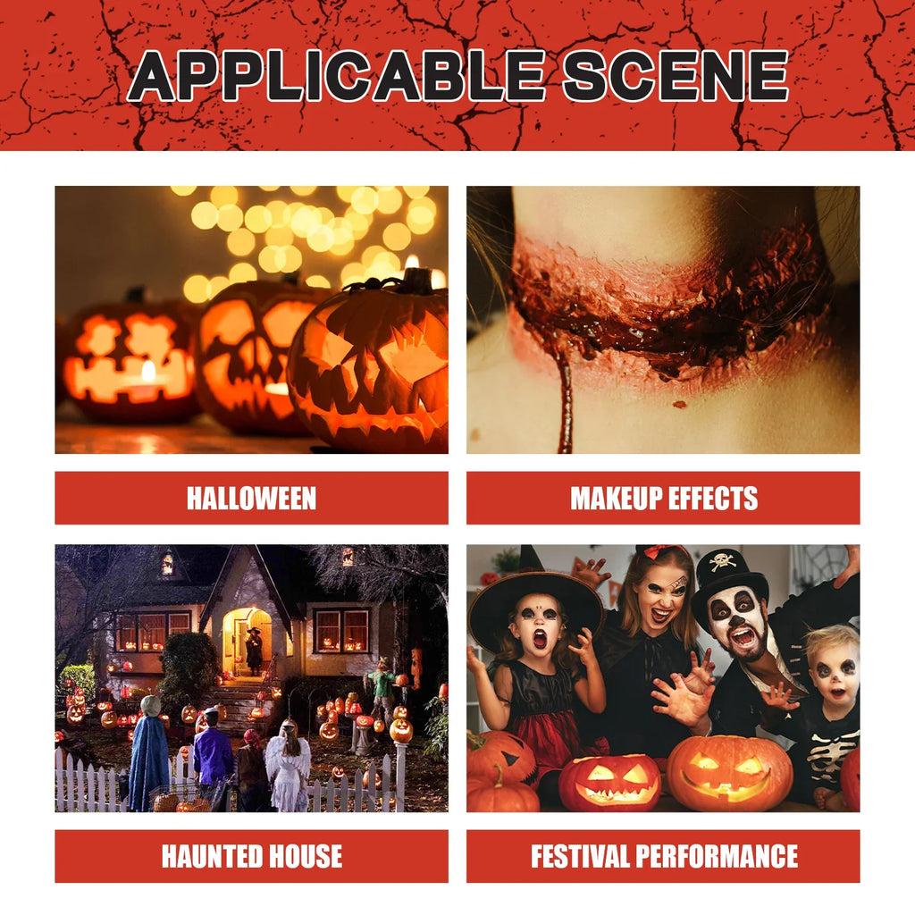 Halloween Fake Blood Makeup SFX Kit – Washable Spray & Cream SFX Costume Makeup Qme