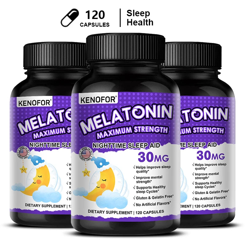 VITALXTRA Melatonin 30mg Capsules – Natural Sleep Support Sleep Support Supplement Qst