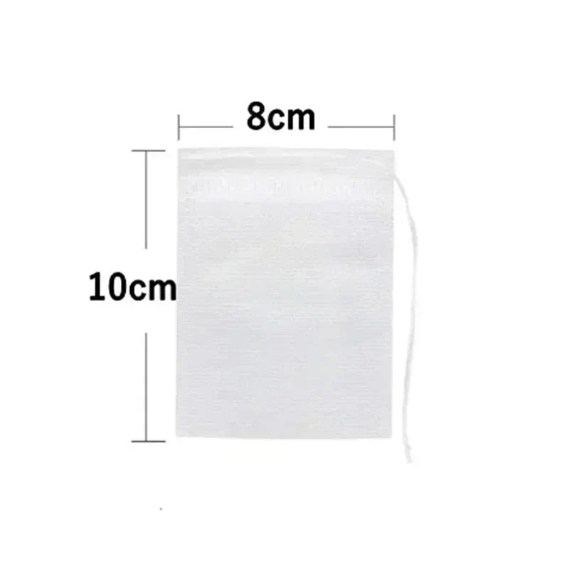 Disposable Drawstring Tea Filter Bags | Non-Woven, 100 Pack Tea Filter Bags Qme 8x10cm