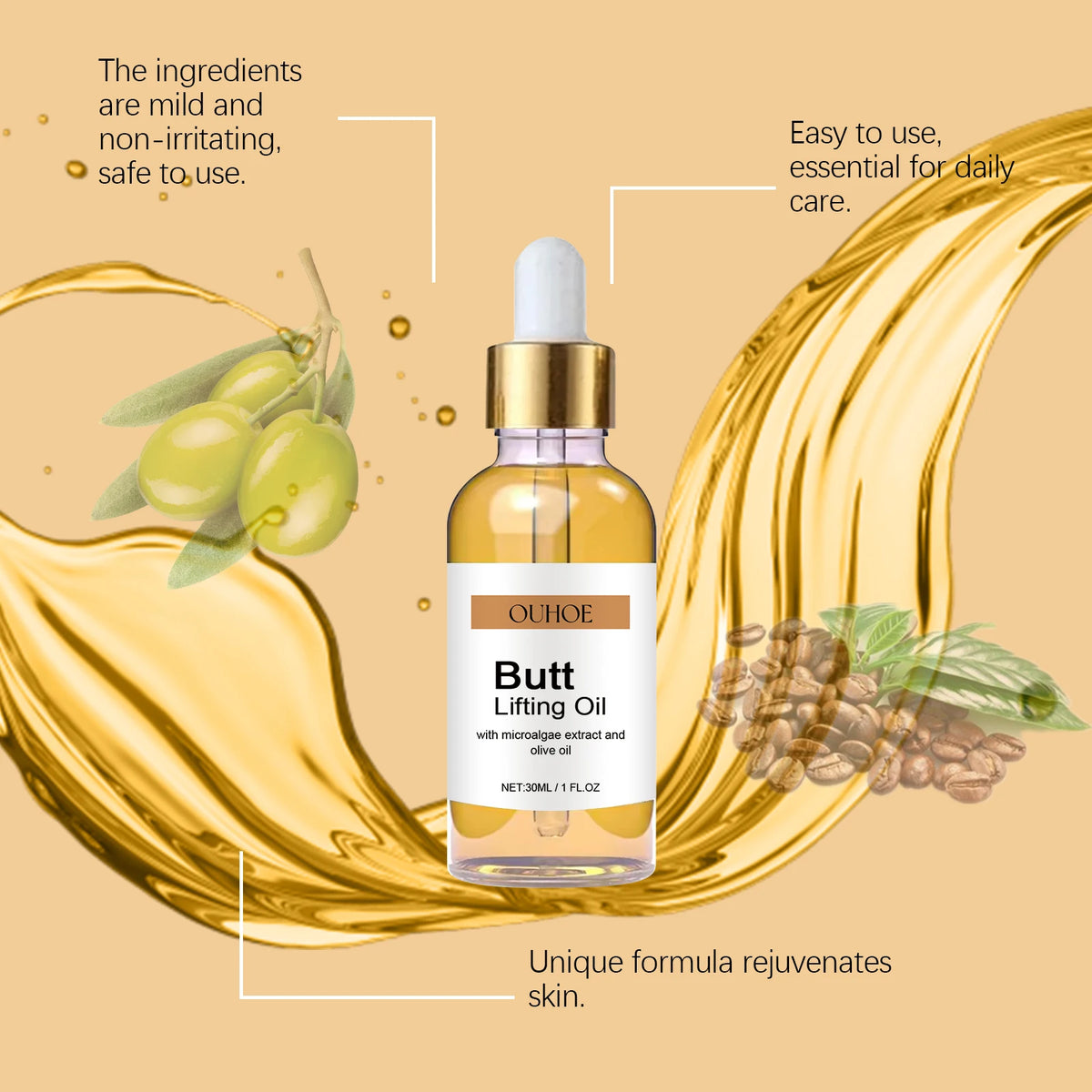 YOUNGCOME Buttock Firming & Lifting Body Oil 30ml Body Firming Oil Qst